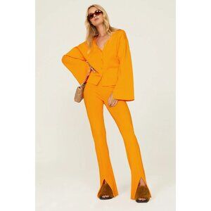 NANUSHKA Mari Knitted Cardigan & Lette Split Hem Pants 2 Piece Set Size S Orange